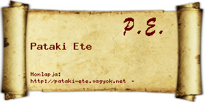 Pataki Ete névjegykártya